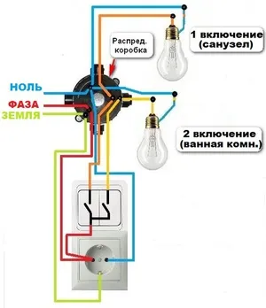 Схема подключения выключателя от розетки