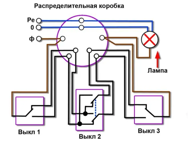 Проходные выключатели схема из 3