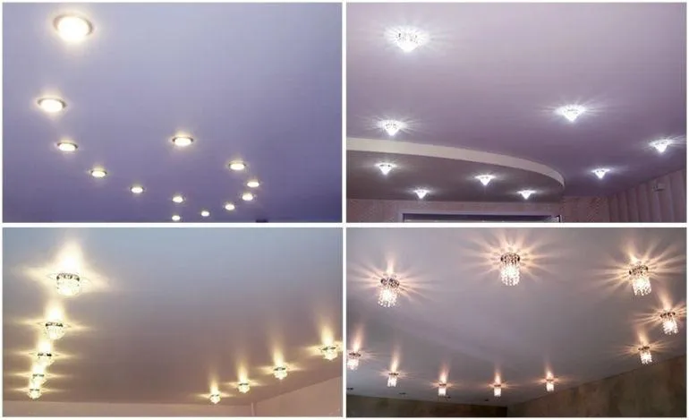 Примеры освещения с точечными светильниками. Фото